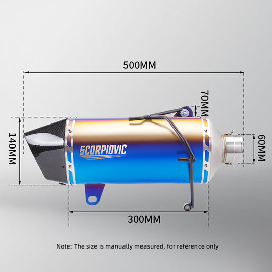 QJmotor Fortress 350 Motorcycle Exhaust Pipe 60mm Modification Mid Pipe 60mm Stainless Steel Exhaust Muffler Fort 350