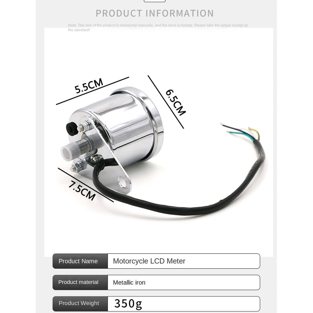 Universal Motorcycle Retro Modified Meter Odometer Speed Oil Lever Integrated LED LCD Display Meter Assembly