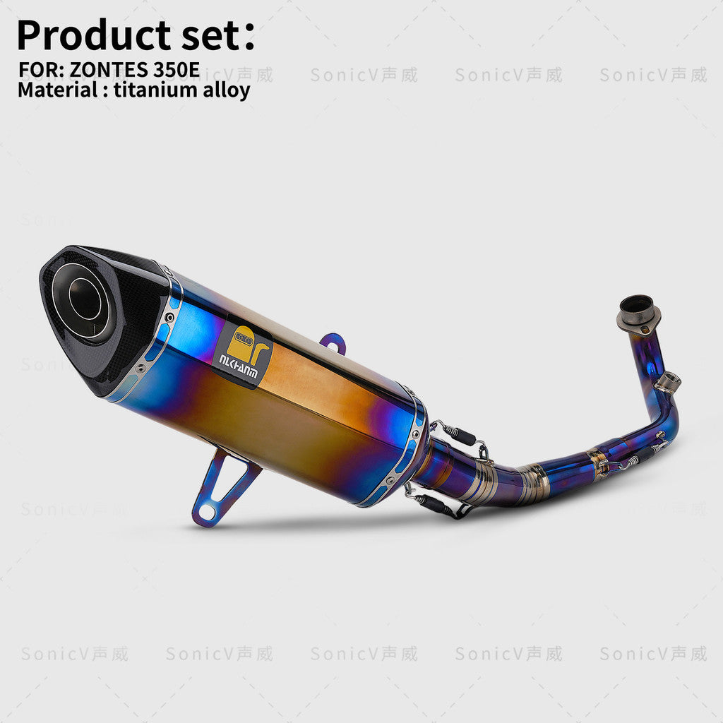 Zontes 350e Modified Titanium Exhaust Pipe Full System Akrapovic Zontes 350E Exhaust Titanium