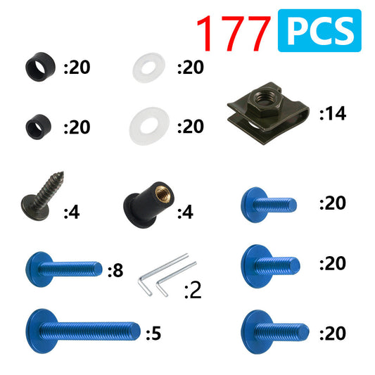 177pcs Motorcycle Modification Accessories Windshield Screw Color Motorcycle Bodywork Fairing Screw Universal