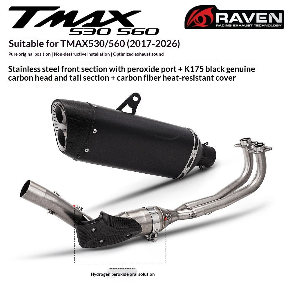 RAVEN Motorcycle Exhaust Pipe Full System for TMAX530 TMAX560 2017-2026 Dual Oxygen Sensor Pipe