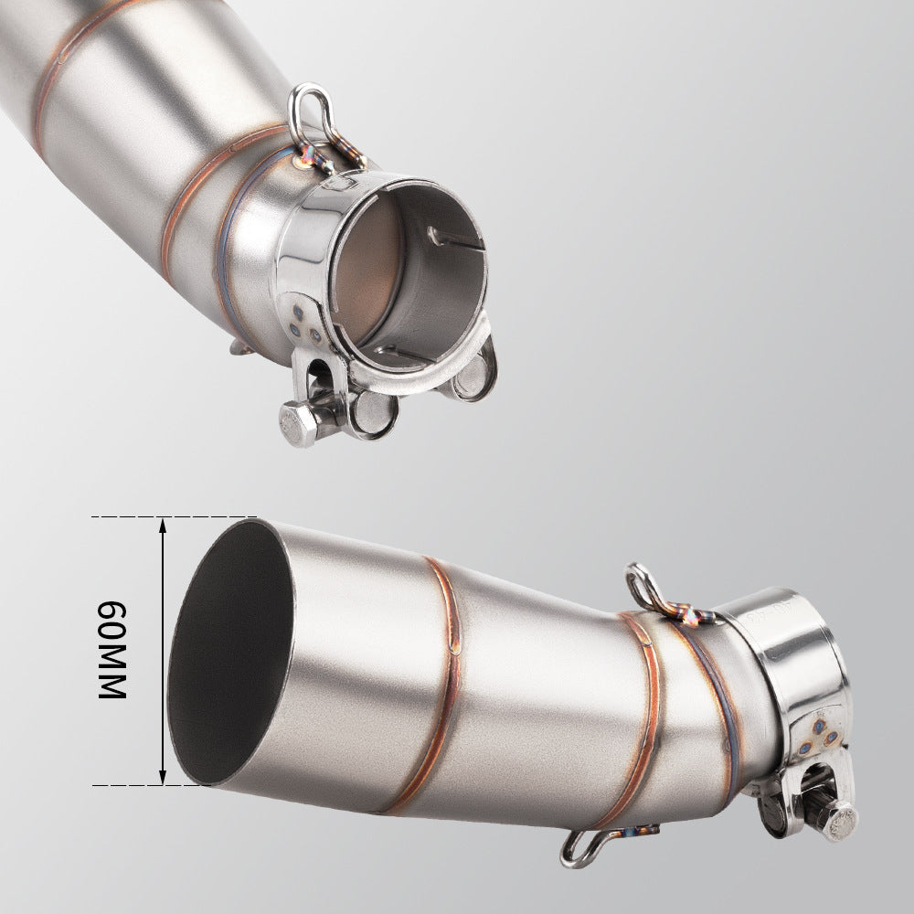 QJmotor Fortress 350 Motorcycle Exhaust Pipe 60mm Modification Mid Pipe 60mm Stainless Steel Exhaust Muffler Fort 350