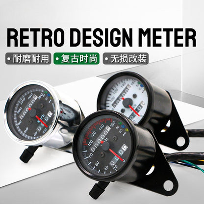 Universal Motorcycle Retro Modified Small LED Meter with Indicator Light Led Color 70 Retro Odometer