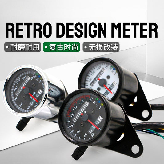 Universal Motorcycle Retro Modified Small LED Meter with Indicator Light Led Color 70 Retro Odometer