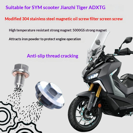 SYM ADXTG400 Engine Oil Upgraded Magnetic Screw Copper Gasket Filter Screw ADXTG 400 Stainless Steel