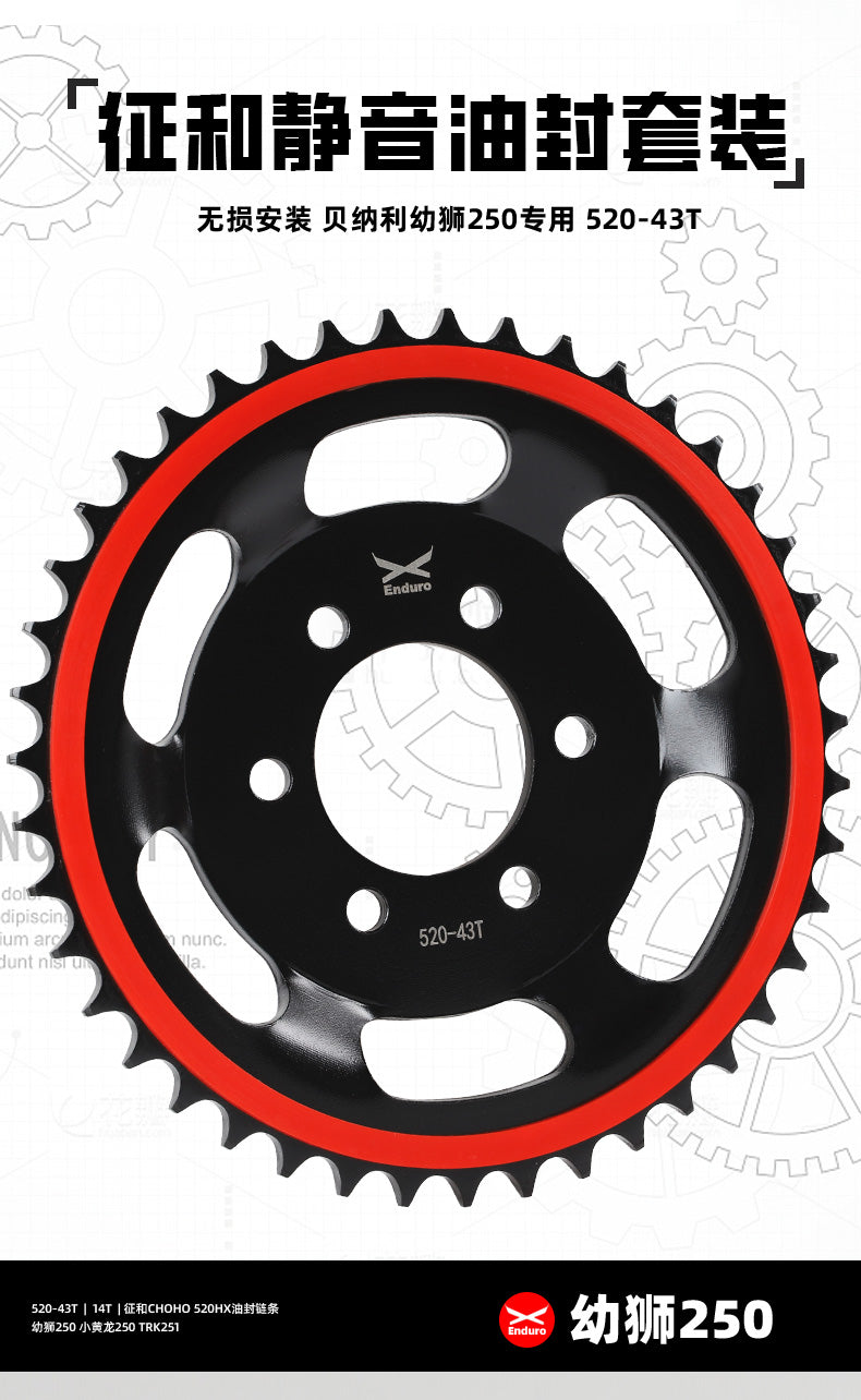 BENELLI Tnt25N Leoncino 250 Tnt25 Trk251 Chain Set Double Layer Silent Sprocket Chain Set
