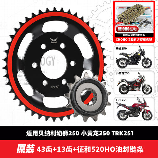 BENELLI Tnt25N Leoncino 250 Tnt25 Trk251 Chain Set Double Layer Silent Sprocket Chain Set