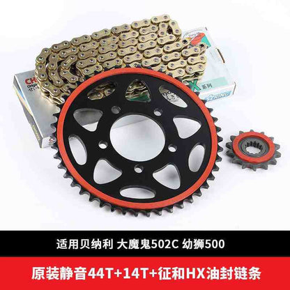 Motorcycle Benelli 502c Set of Chain Choho X-ring Star-Ring Chain with Silent Front & Rear Sprocket