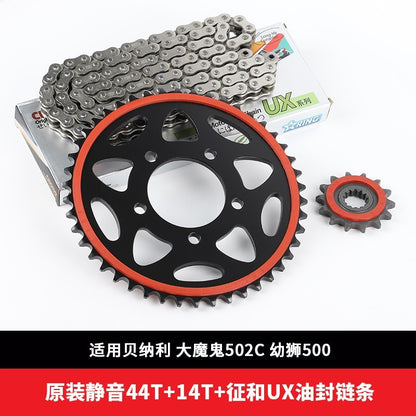 Motorcycle Benelli 502c Set of Chain Choho X-ring Star-Ring Chain with Silent Front & Rear Sprocket