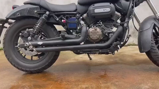 Full System Exhaust QJMotor SRV250 Vance & Hines with Heat Shield Harley Silencer SRV250 AMT Exhaust