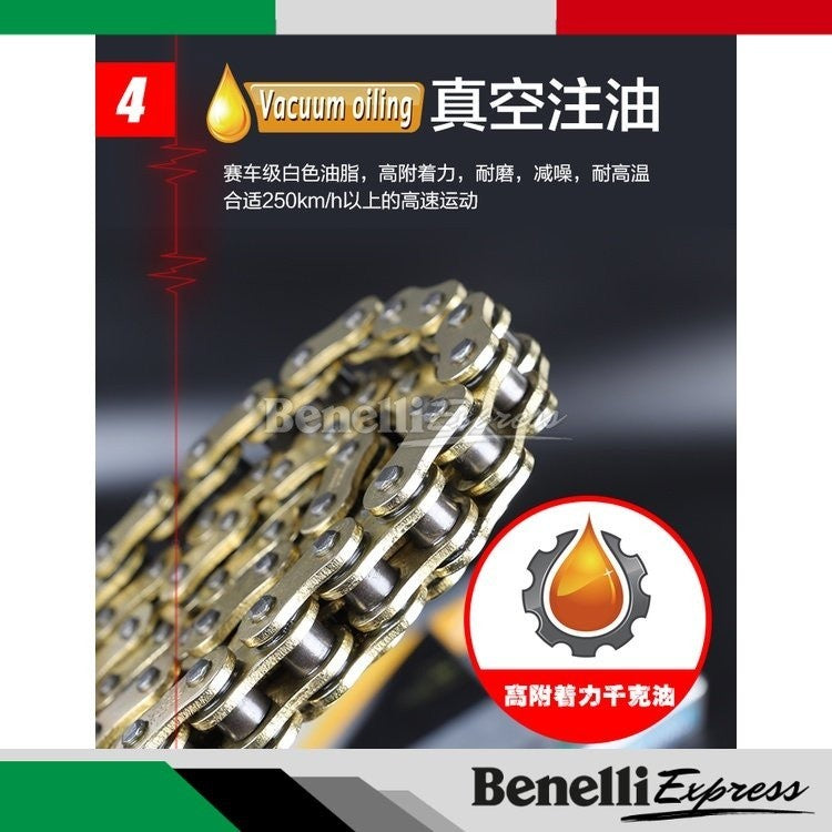 Motorcycle Benelli Tnt25 Leoncino 250 Trk251 Choho HO HX Chain & Hardened Steel Double Layer Silent Sprocket