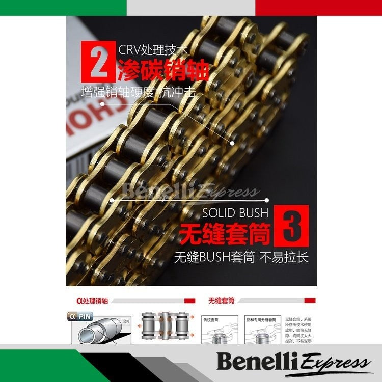Motorcycle Benelli SRK600 Set of Chain Choho X-ring UX-ring Chain with Front & Rear Sprocket Motorcycle Spare Parts