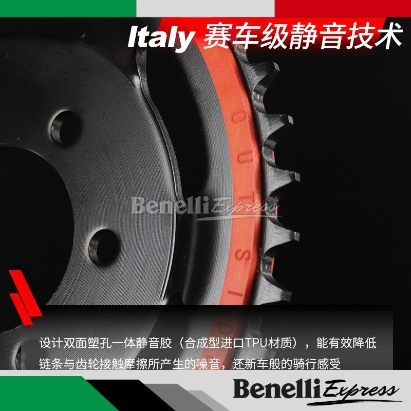 Motorcycle Benelli Tnt25 Leoncino 250 Trk251 Choho HO HX Chain & Hardened Steel Double Layer Silent Sprocket