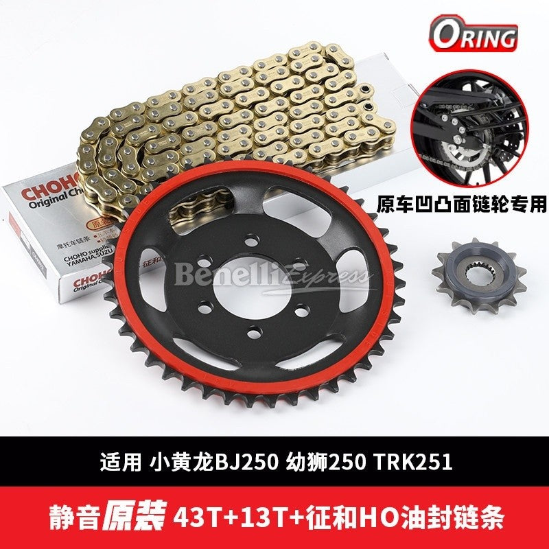 Motorcycle Benelli Tnt25 Leoncino 250 Trk251 Choho HO HX Chain & Hardened Steel Double Layer Silent Sprocket