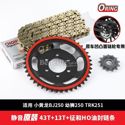 Motorcycle Benelli Tnt25 Leoncino 250 Trk251 Choho HO HX Chain & Hardened Steel Double Layer Silent Sprocket