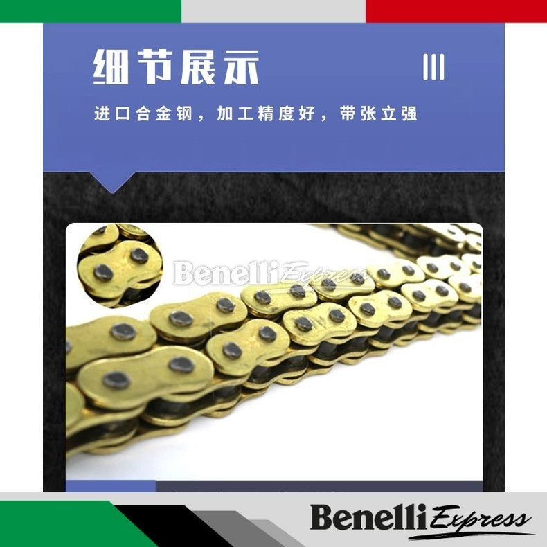 Benelli TRK502 502X LTS Silent Chain Noise Reduction Harden Front & Rear Sprocket O-Ring Chain Set Motorcycle