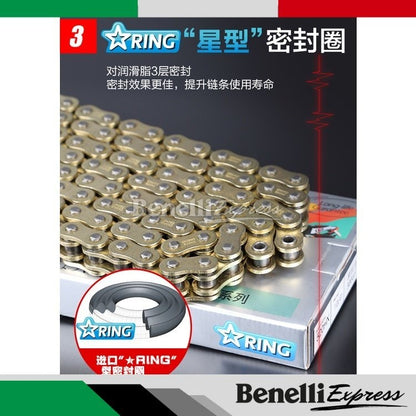 Motorcycle Benelli Tnt25 Leoncino 250 Trk251 Choho HO HX Chain & Hardened Steel Double Layer Silent Sprocket