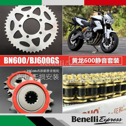 Motorcycle Benelli Tnt600 Srk600 Set of Chain Choho O-ring Gold HO Chain with Double Layer Silent Front Sprocket