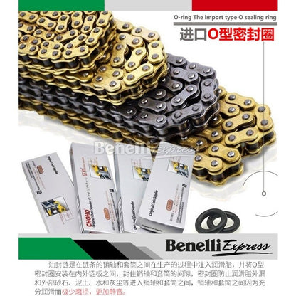 Motorcycle Benelli 150s Set of Chain Choho O-ring Gold Chain with Front & Rear Sprocket Motorcycle Spare Parts