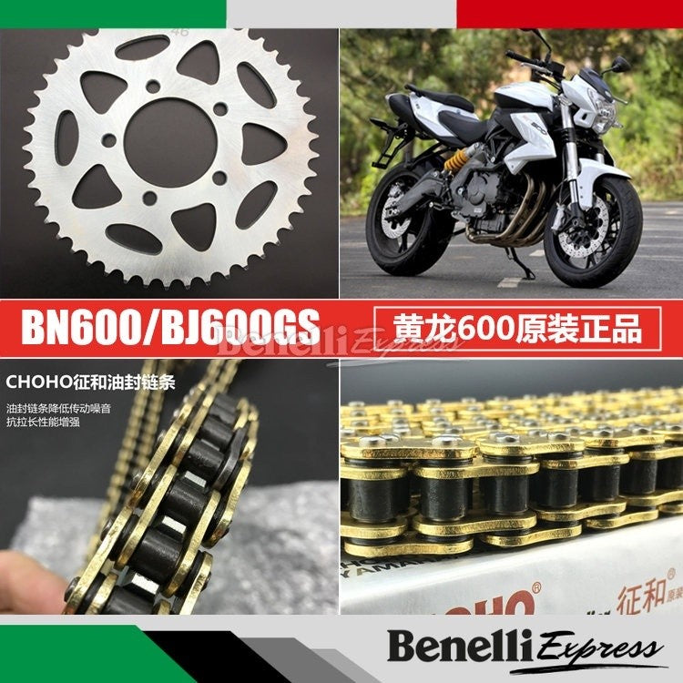 Motorcycle Benelli Tnt600 Srk600 Set of Chain Choho O-ring Gold HO Chain with Double Layer Silent Front Sprocket