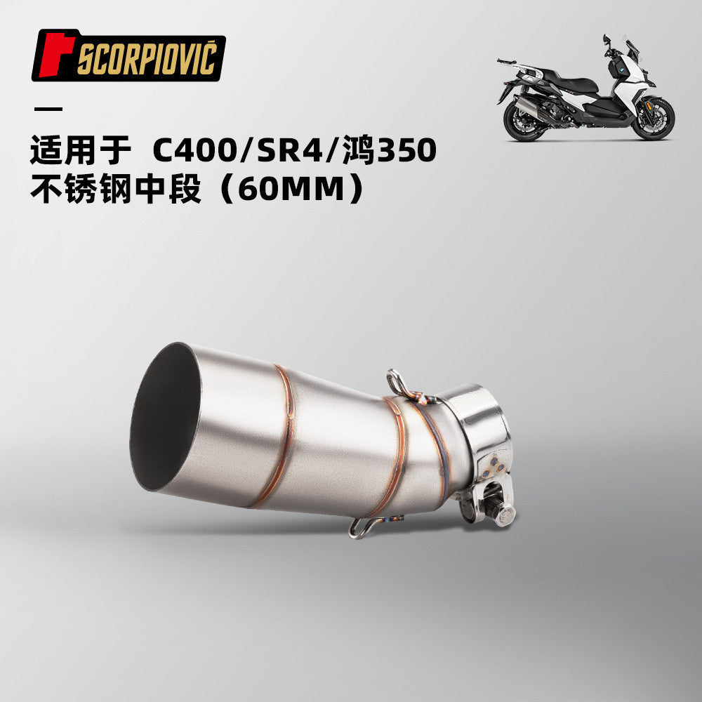 QJmotor Fortress 350 Motorcycle Exhaust Pipe 60mm Modification Mid Pipe 60mm Stainless Steel Exhaust Muffler Fort 350