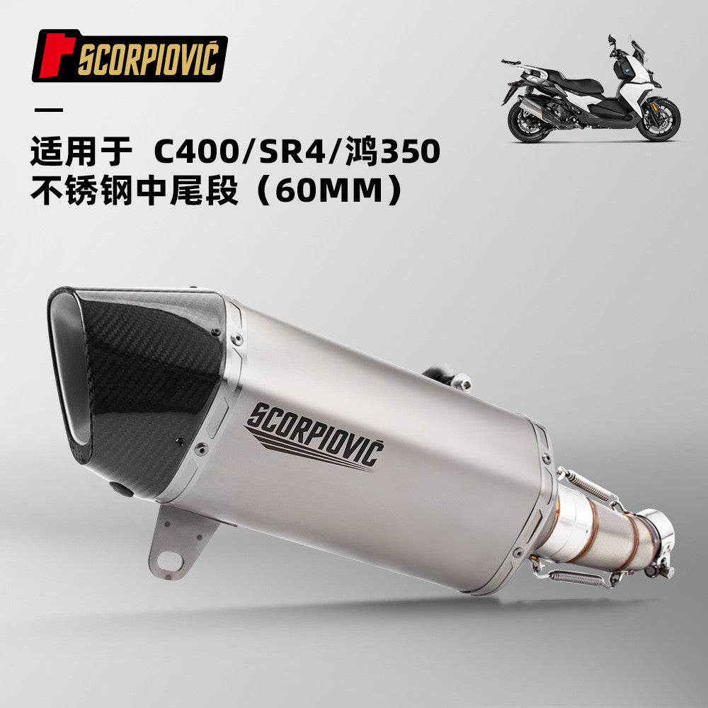 QJmotor Fortress 350 Motorcycle Exhaust Pipe 60mm Modification Mid Pipe 60mm Stainless Steel Exhaust Muffler Fort 350