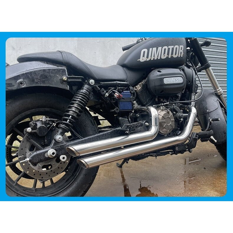 Full System Exhaust QJMotor SRV250 Vance & Hines with Heat Shield Harley Silencer SRV250 AMT Exhaust