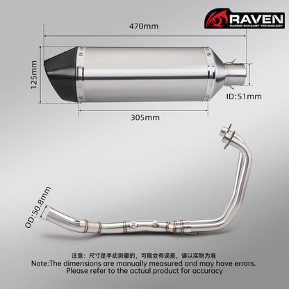 RAVEN Dual Sensor Port Exhaust for Yamaha R25 2022-2026 Motorcycle Exhaust Full System R25 Muffler
