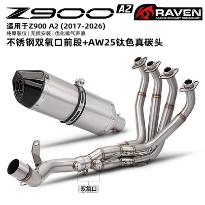 RAVEN Kawasaki Z900 A2 Full Exhaust System Stainless Steel Header Dual O2 Sensor Ports & Muffler