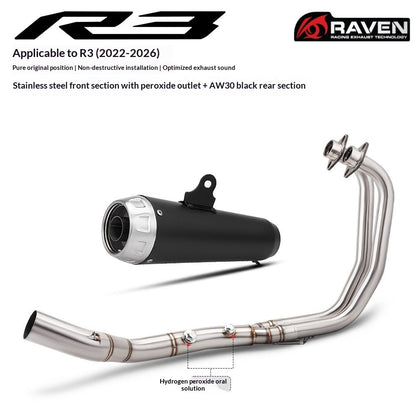 RAVEN Dual Sensor Port Exhaust for Yamaha R25 2022-2026 Motorcycle Exhaust Full System R25 Muffler