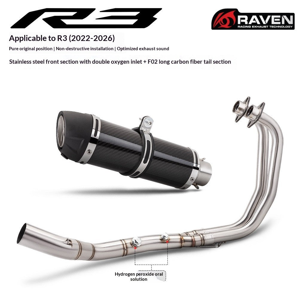RAVEN Dual Sensor Port Exhaust for Yamaha R25 2022-2026 Motorcycle Exhaust Full System R25 Muffler