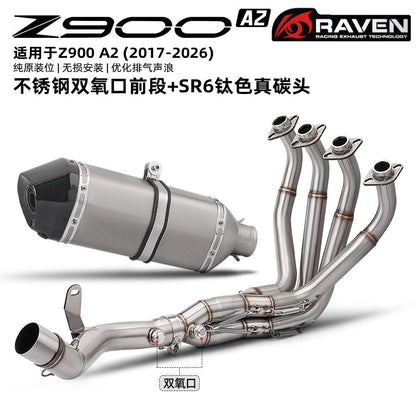 RAVEN Kawasaki Z900 A2 Full Exhaust System Stainless Steel Header Dual O2 Sensor Ports & Muffler