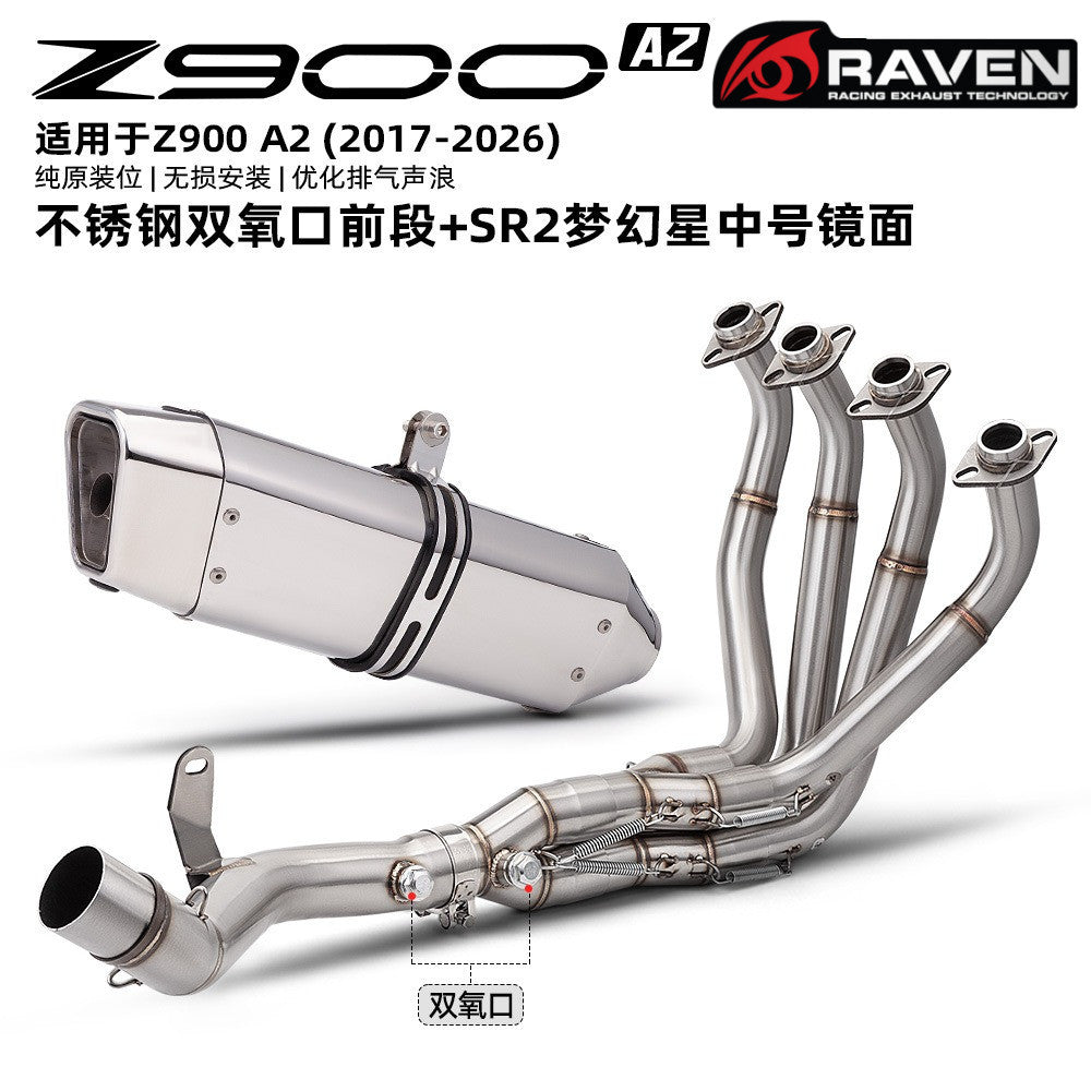 RAVEN Kawasaki Z900 A2 Full Exhaust System Stainless Steel Header Dual O2 Sensor Ports & Muffler
