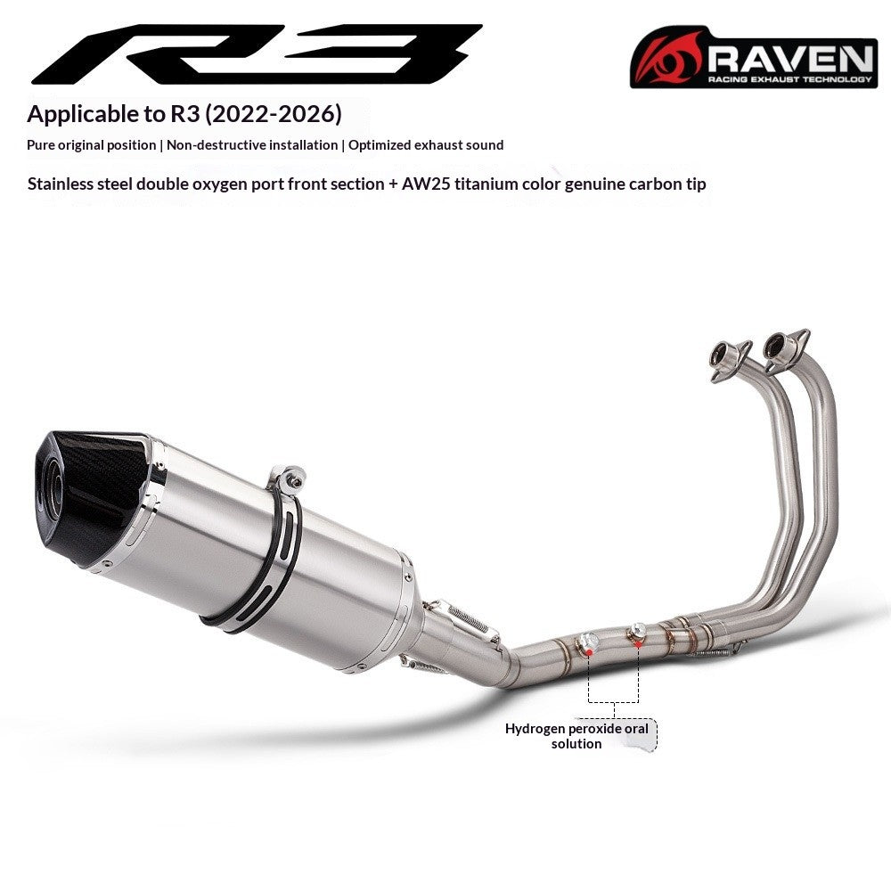 RAVEN Dual Sensor Port Exhaust for Yamaha R25 2022-2026 Motorcycle Exhaust Full System R25 Muffler