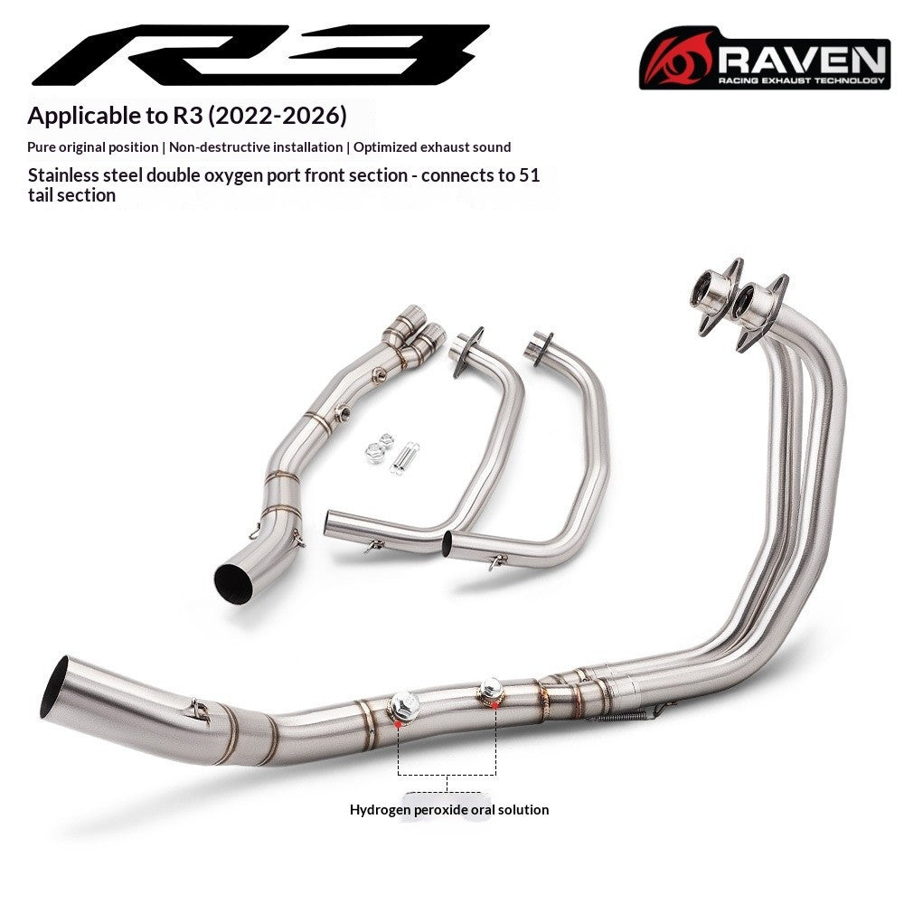 RAVEN Dual Sensor Port Exhaust for Yamaha R25 2022-2026 Motorcycle Exhaust Full System R25 Muffler