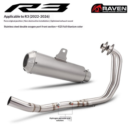 RAVEN Dual Sensor Port Exhaust for Yamaha R25 2022-2026 Motorcycle Exhaust Full System R25 Muffler