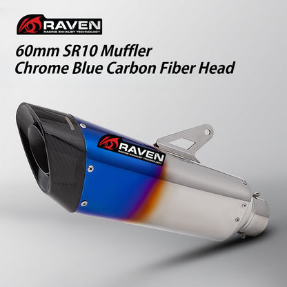 RAVEN SR10 60mm Muffler Motorcycle Exhaust Universal 60mm Muffler Stainelss Steel Carbon Fiber Head
