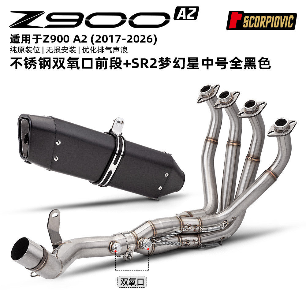 RAVEN Kawasaki Z900 A2 Full Exhaust System Stainless Steel Header Dual O2 Sensor Ports & Muffler