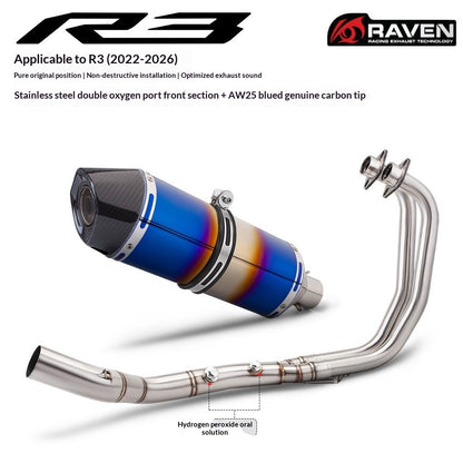 RAVEN Dual Sensor Port Exhaust for Yamaha R25 2022-2026 Motorcycle Exhaust Full System R25 Muffler
