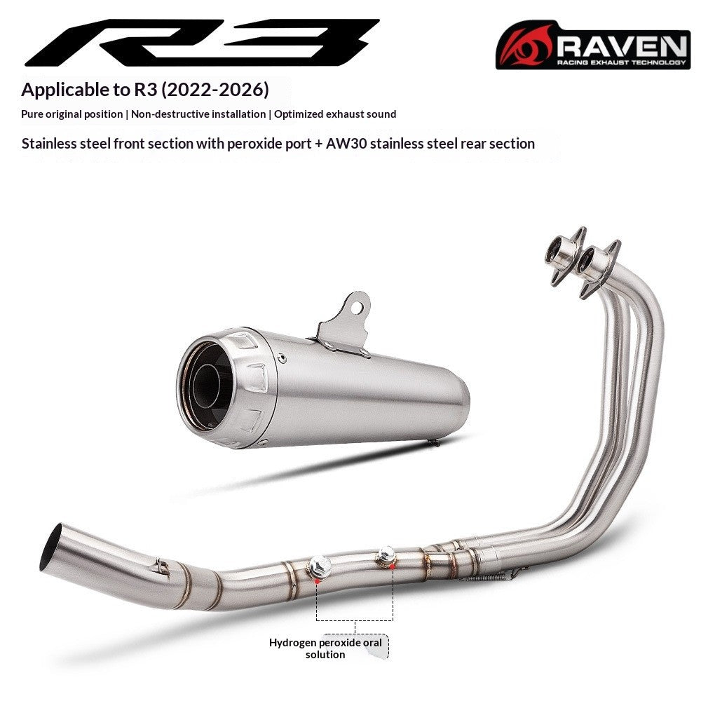 RAVEN Dual Sensor Port Exhaust for Yamaha R25 2022-2026 Motorcycle Exhaust Full System R25 Muffler