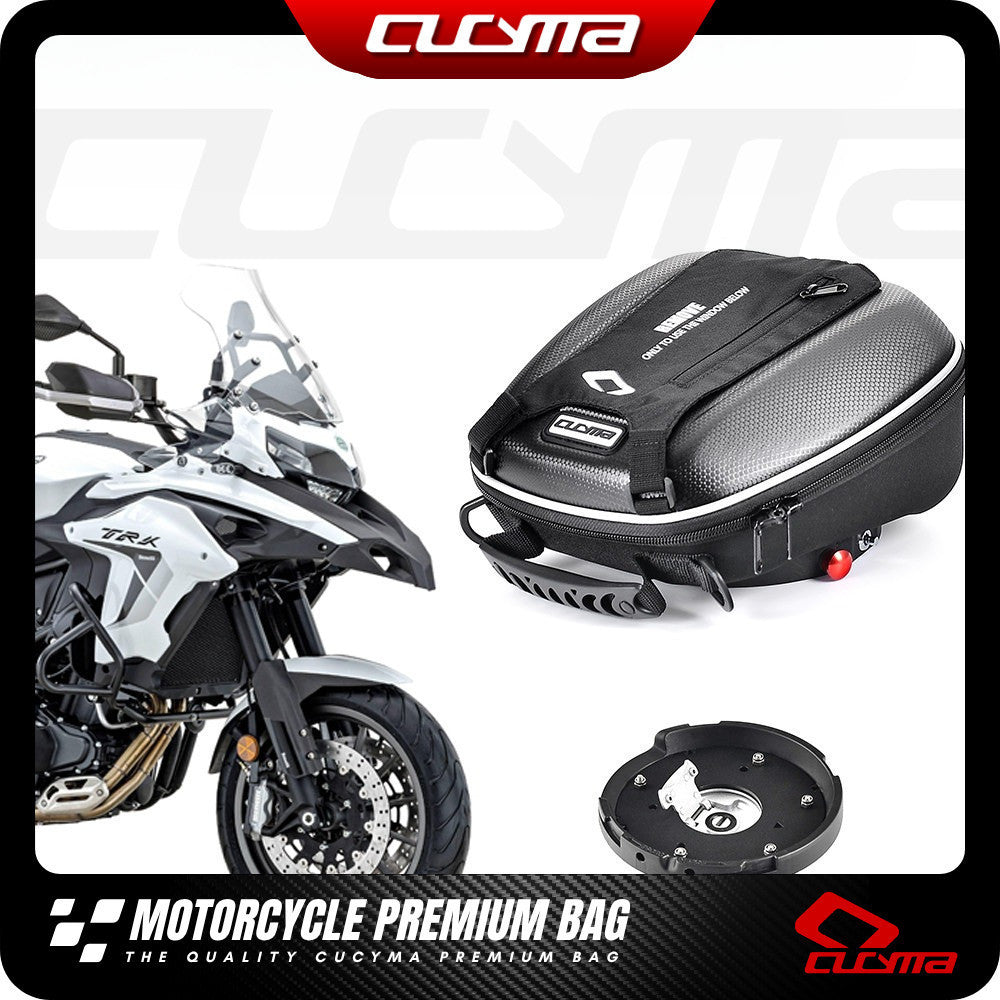 CUCYMA Motorcycle Quick Release Fuel Tank Bag for Benelli TRK502X with Anti-Theft Adapter Ring
