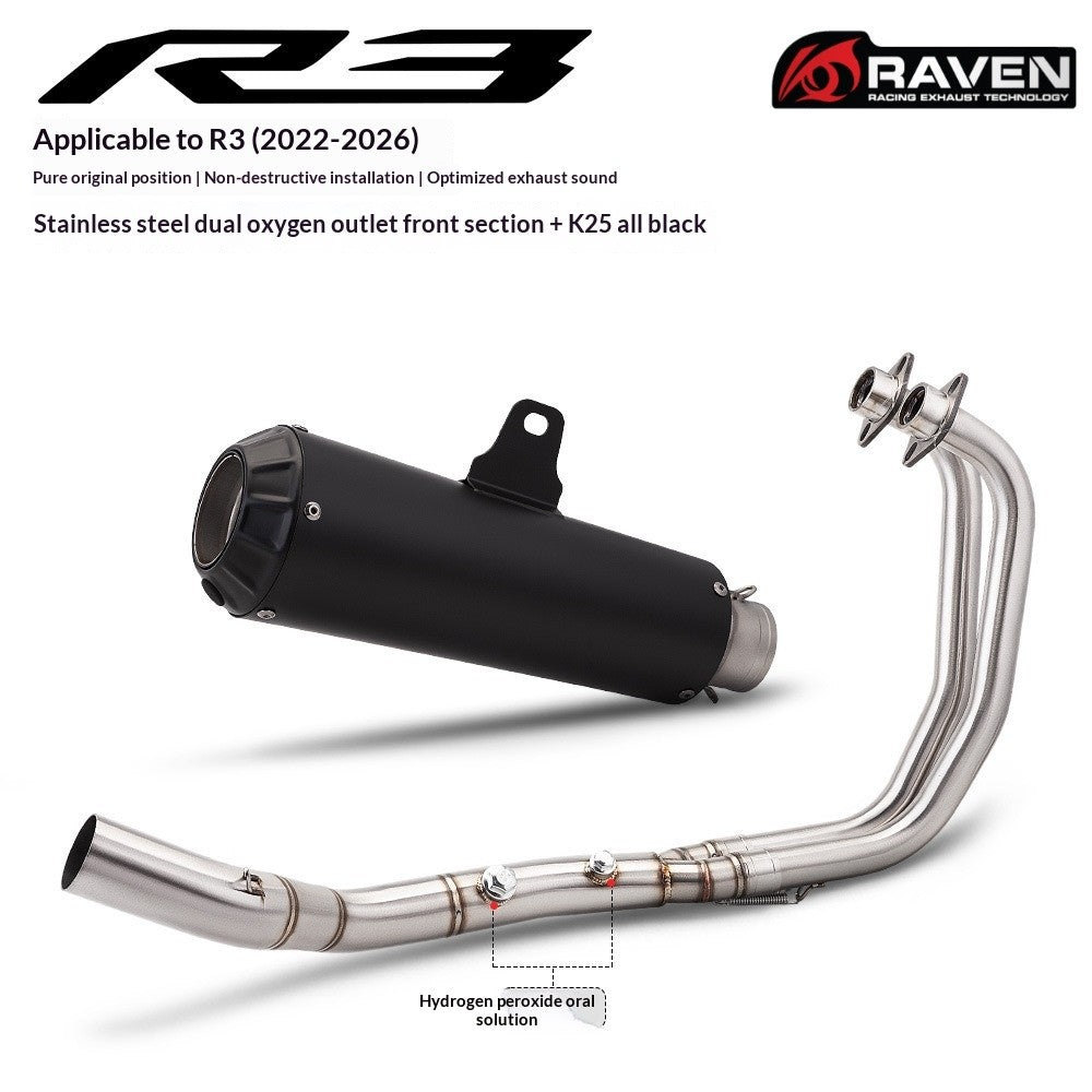 RAVEN Dual Sensor Port Exhaust for Yamaha R25 2022-2026 Motorcycle Exhaust Full System R25 Muffler
