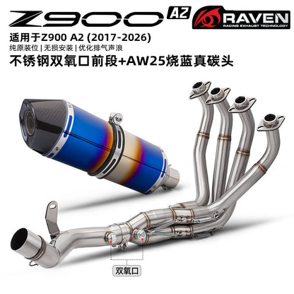 RAVEN Kawasaki Z900 A2 Full Exhaust System Stainless Steel Header Dual O2 Sensor Ports & Muffler
