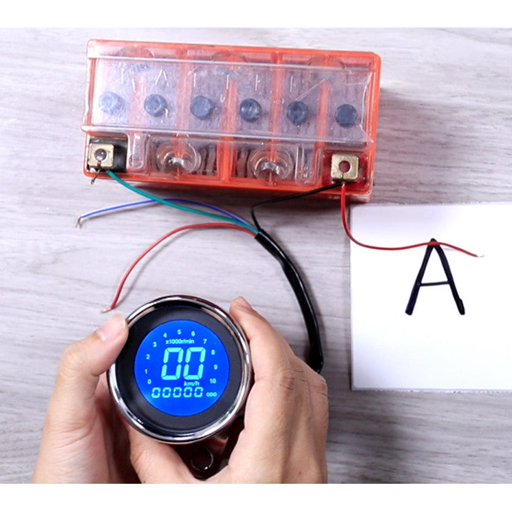 Universal Motorcycle Retro Modified Meter Odometer Speed Oil Lever Integrated LED LCD Display Meter Assembly