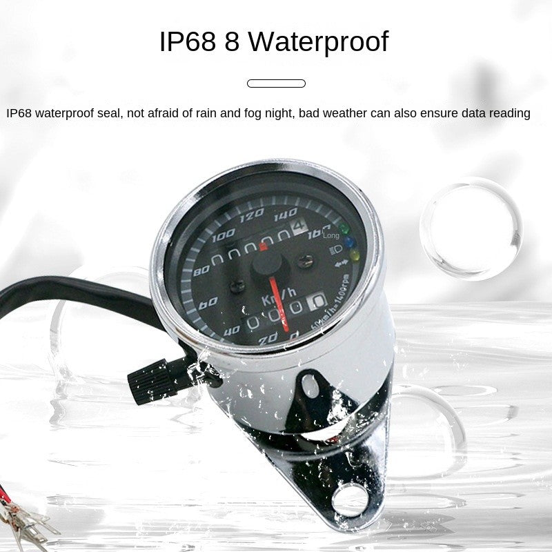 Universal Motorcycle Retro Modified Small LED Meter with Indicator Light Led Color 70 Retro Odometer