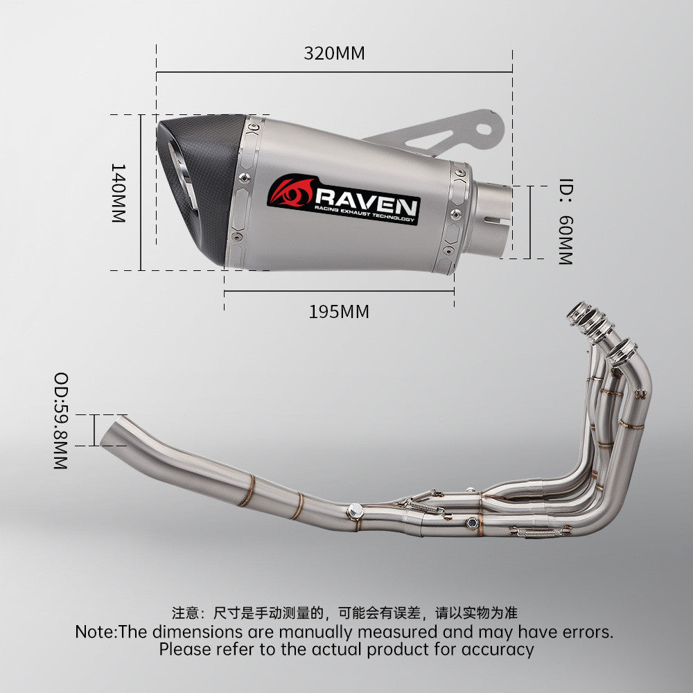 RAVEN BMW S1000R S1000RR 2010-2016 60mm Motorcycle Full System Exhaust Stainless Steel Carbon Cap