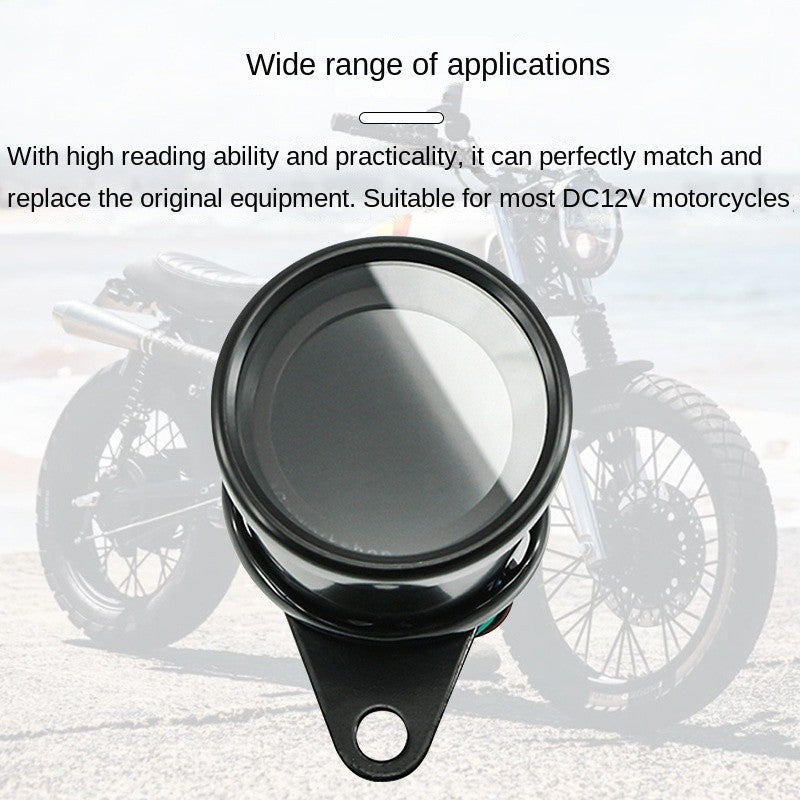 Universal Motorcycle Retro Modified Meter Odometer Speed Oil Lever Integrated LED LCD Display Meter Assembly