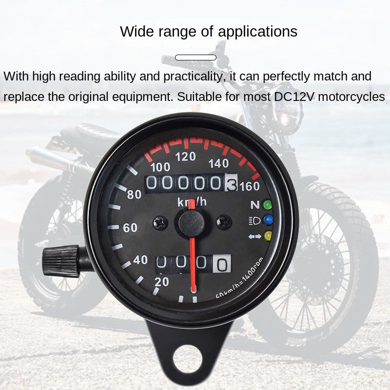 Universal Motorcycle Retro Modified Small LED Meter with Indicator Light Led Color 70 Retro Odometer