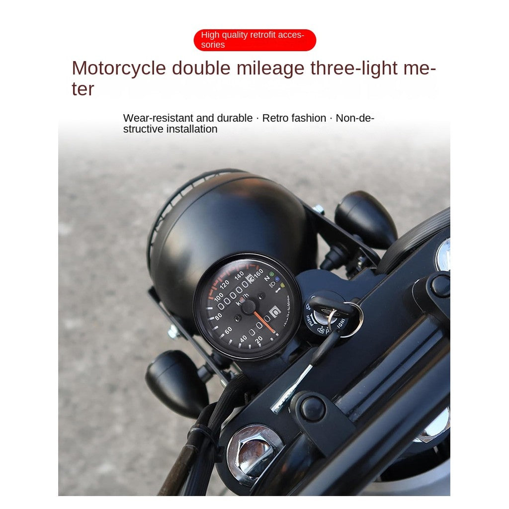 Universal Motorcycle Retro Modified Small LED Meter with Indicator Light Led Color 70 Retro Odometer