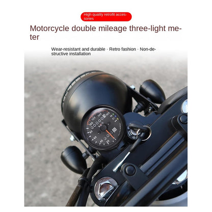 Universal Motorcycle Retro Modified Small LED Meter with Indicator Light Led Color 70 Retro Odometer